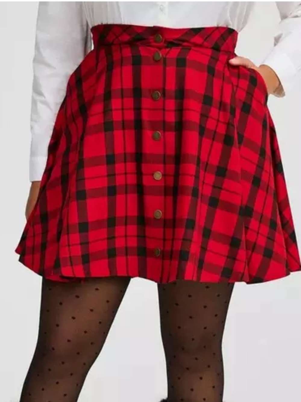 Torrid Skater Button-Front Mini Skirt in plaid